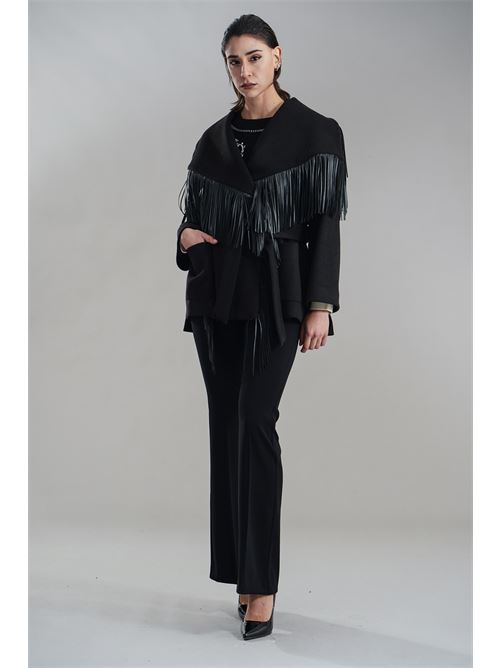 Cappotto con frange Love To Love by Gai Mattiolo | LV2152NERO